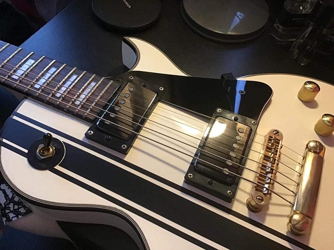 Pickguard Pour Epiphone Les Paul - Plaque De Protection Argent Miroir Avec Support Chromé, Compatible Modèles Chine/Corée