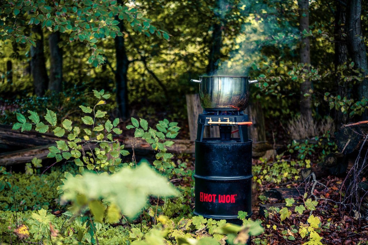 Hot Wok 10 kW Profi-Gasbrenner (Basic) - starker Gusseisen-Gaskocher mit flachem Brennerring | kompakt & transportfreundlich