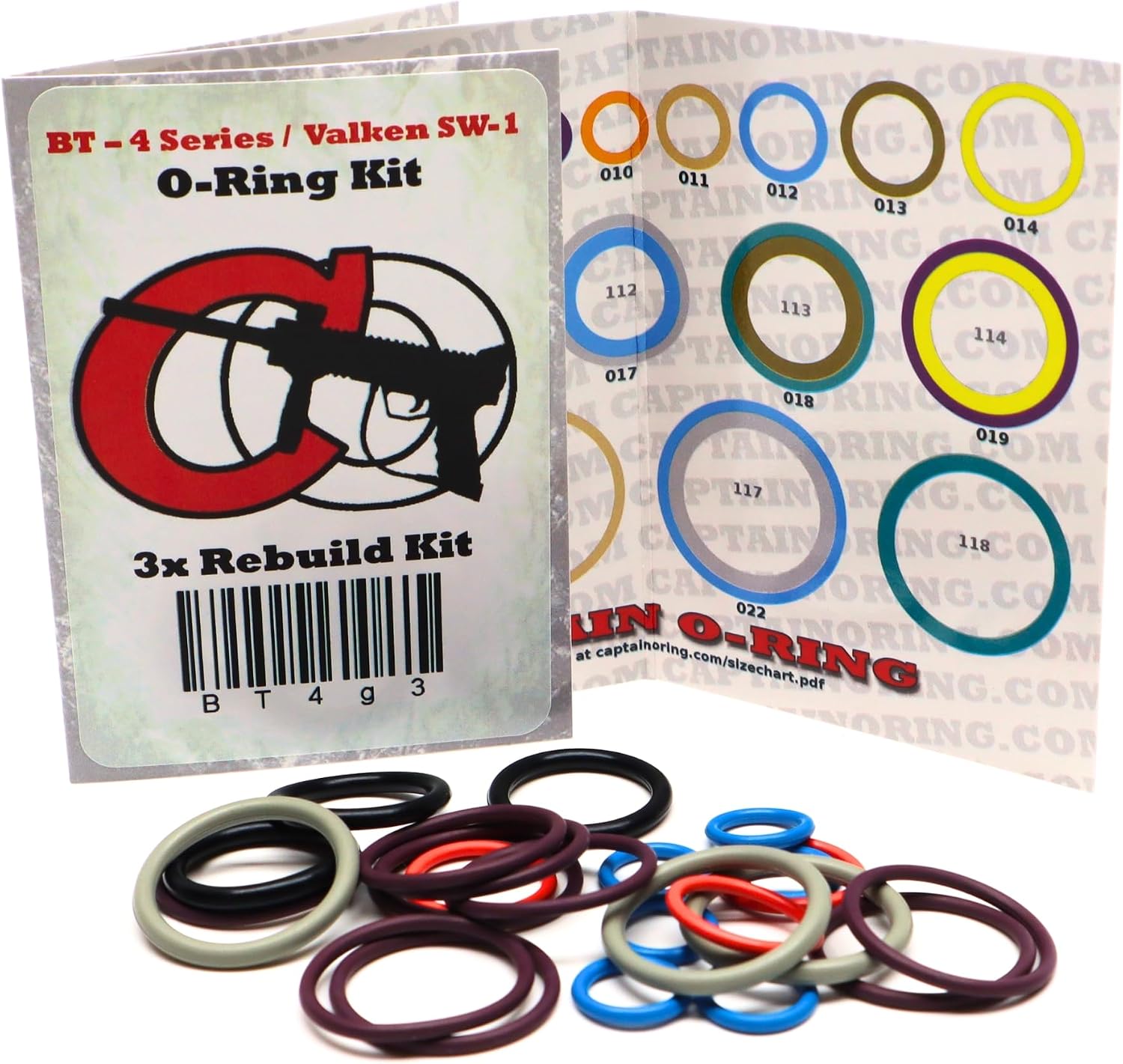 Captain O-Ring BT-4 (Combat, Erc, Delta, Elite) / Valken SW-1 - Color Coded 3X Oring Rebuild Kit