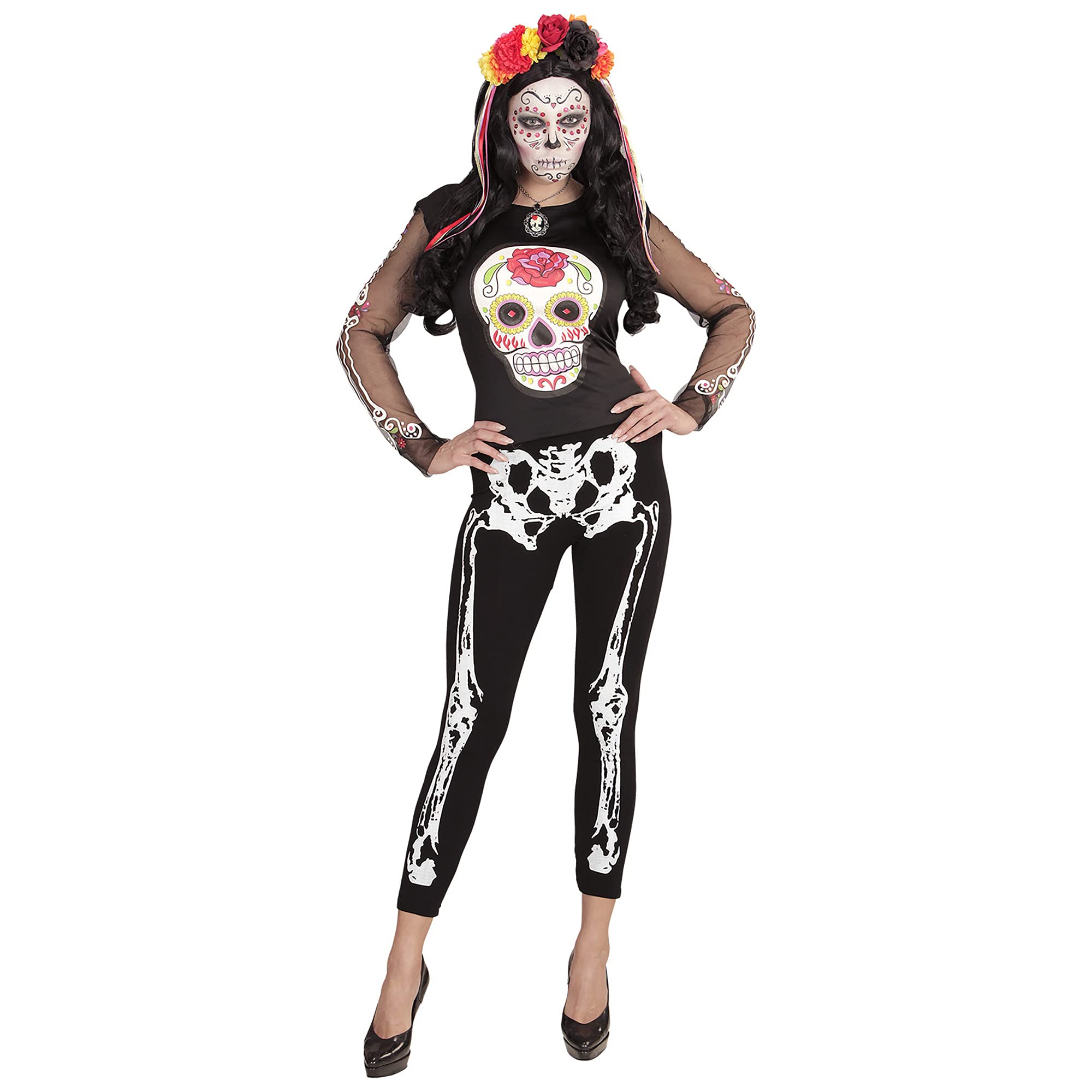 W WIDMANN MILANO Party Fashion - Leggings squelette, 75 DEN, collants, pantalon pour Halloween