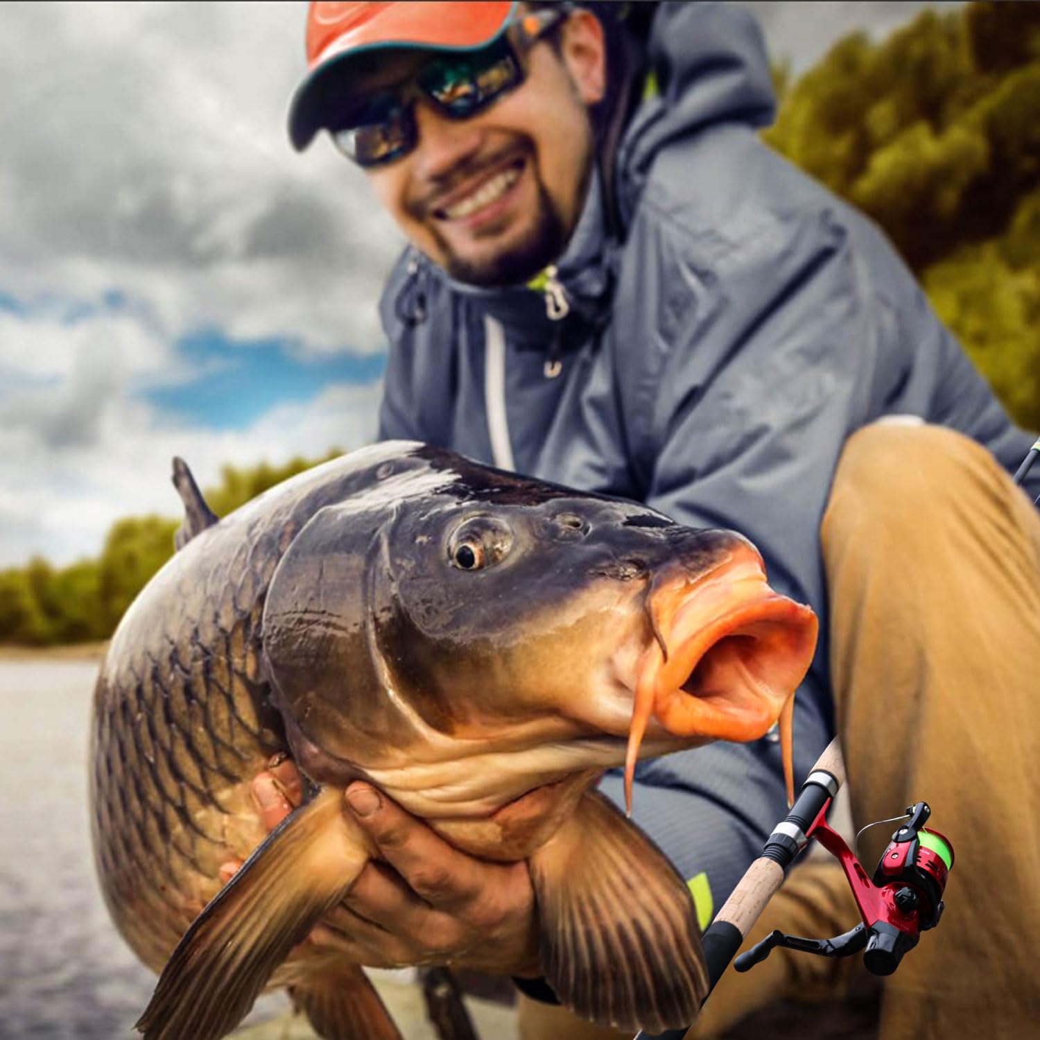 Sougayilang Feeder Rod - Caña de pescar portátil con 3 puntas, varios colores
