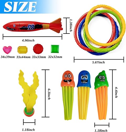 Miniatura 3 de RONYOUNG Juego de 50 juguetes de buceo en la piscina, juguetes de piscina para niños, juguetes de piscina para niños, juguetes de natación, juguetes