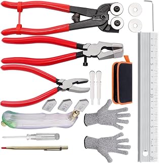 Pack of 16 Heavy Duty Metal Glass Cutting Plier Set Produced for High Strength Applications in Construction and Craft Projects Professional Modularized Glass Cutting Tool Set with Multiple Heads