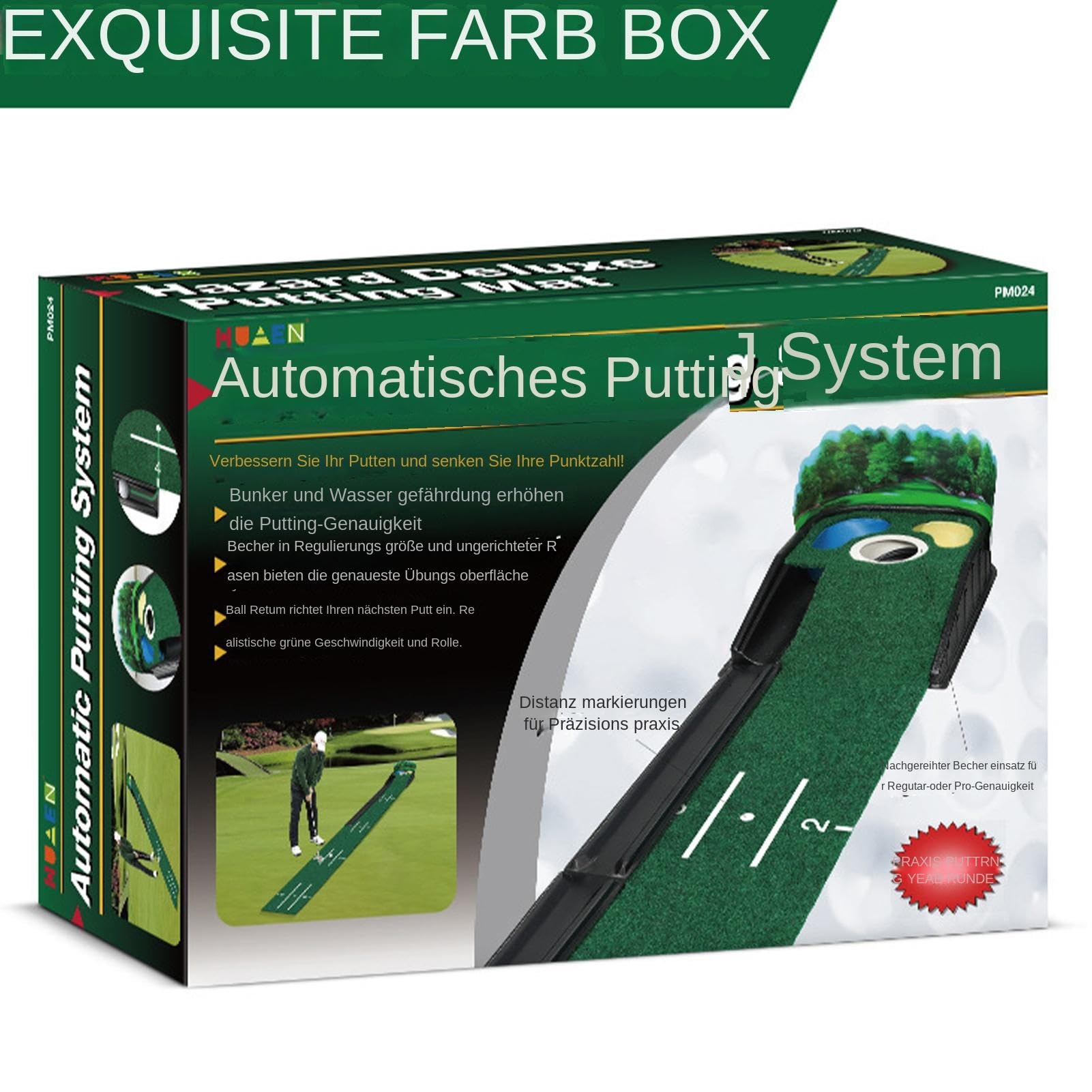 XIAOXIAOYU Putting Green Indoor Putting Green Matte | Tech Indoor Golf Putting Green, Base de Madera Maciza de Terciopelo para Interiores y Exteriores, Accesorios de Golf de Lujo para Hombres y