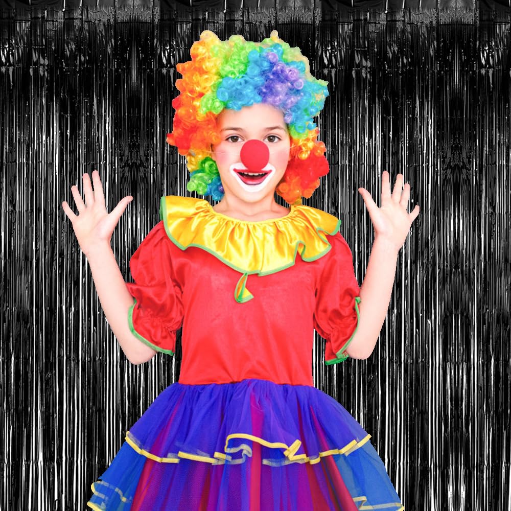 5 czarnych serpentyn z frędzlami z folii aluminiowej na Halloween, urodziny, środę, zachód słońca, dekoracje na przyjęcie z okazji ukończenia szkoły