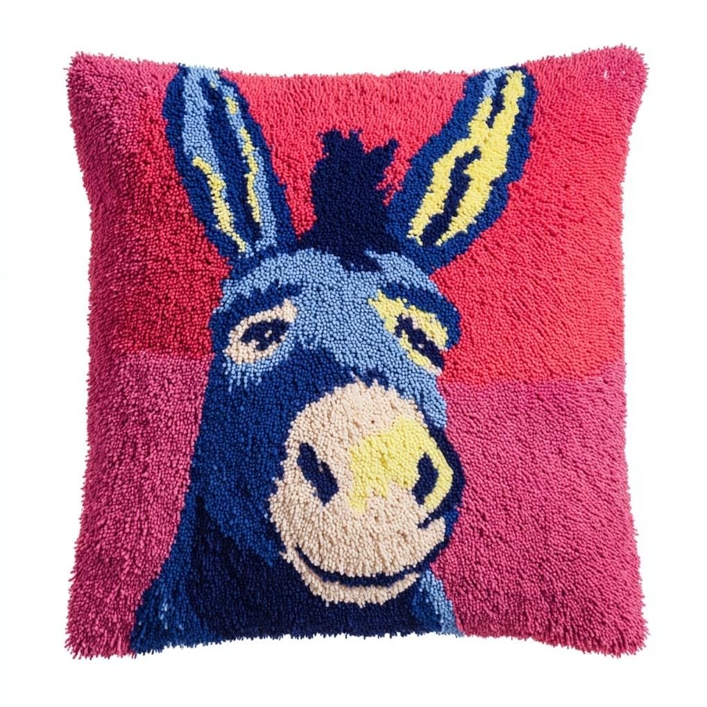 AxiangziK Latch Hook Pillow Kits for Beginners,Animal Donkey