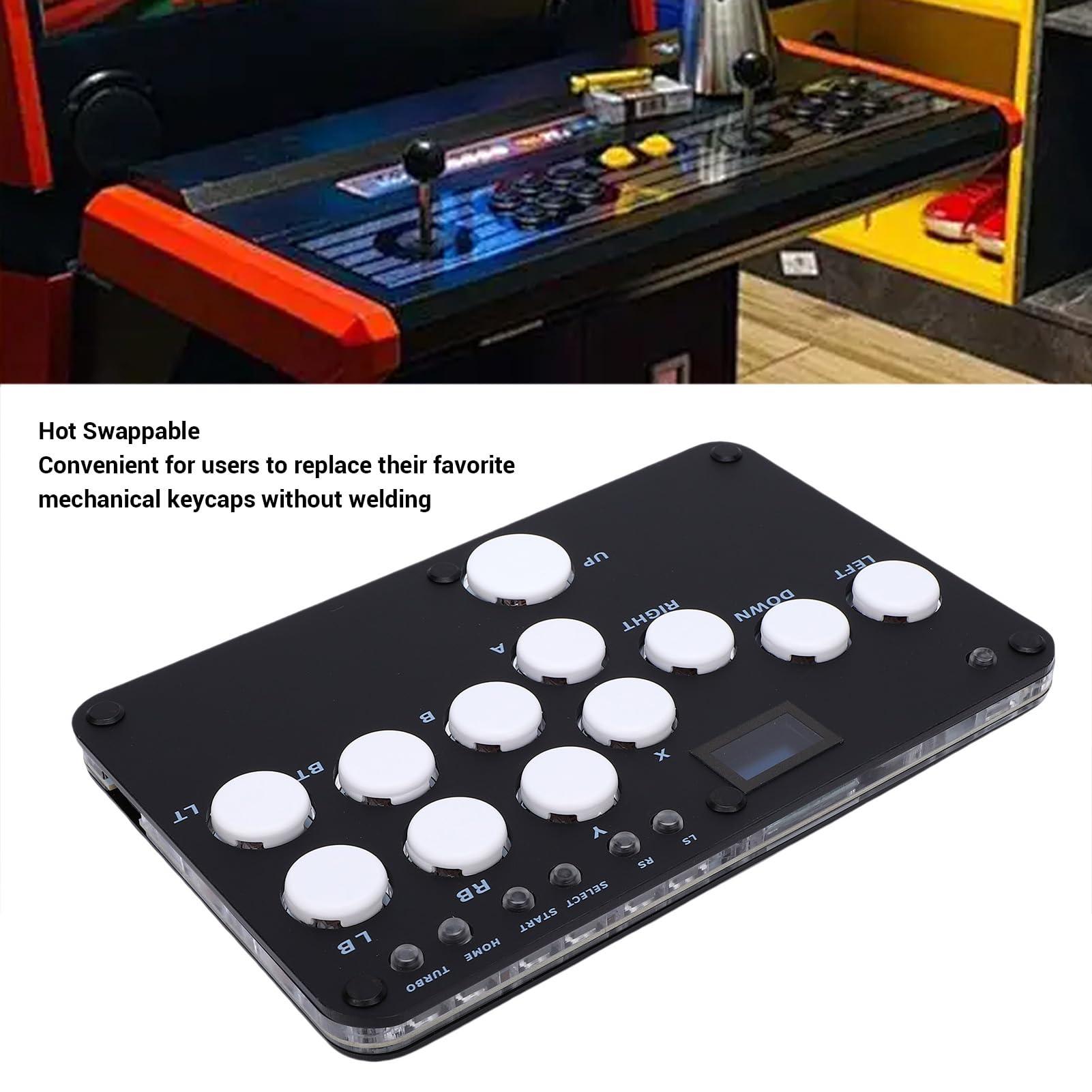 YUEHISY Controlador Fighting Stick, 12 Teclas Efectos de Luz RGB Fight Stick, Teclas Mecánicas Intercambiables en Caliente, para Consola de Juegos PC