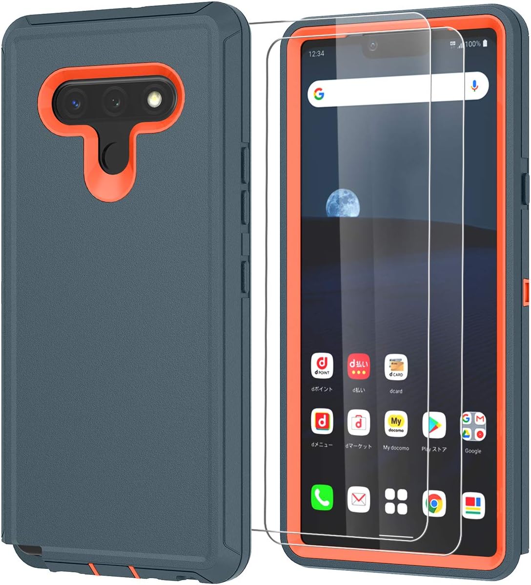 ONOLA Compatible with LG Stylo 6 Case with HD Screen Protector (2 Pack),LG Stylo 6 Phone Case Full Body Rugged Durable Shockproof Dust Proof 3 in 1 Cover for LG Stylo 6 (Darkgrey-Orange)