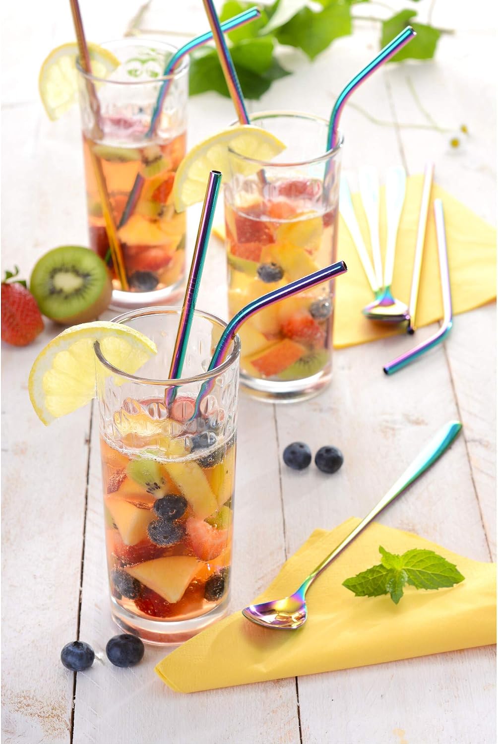 GRÄWE Drinking Straws Set 14-Piece Stainless Steel Multi-Coloured image 2