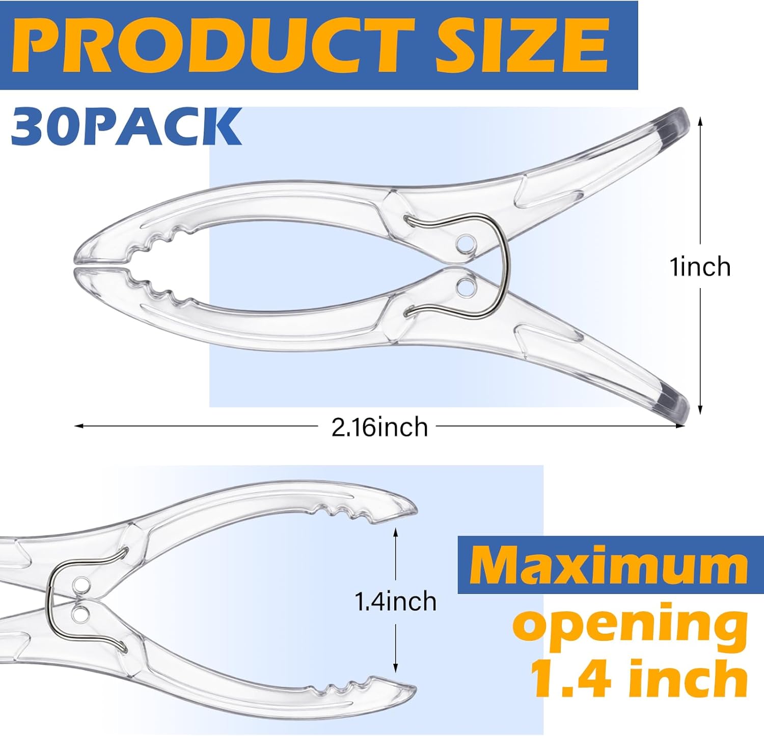 30 Pack Balloon Arch Clips Plastic Transparent Backdrop Spring Clamps 2 Inch Clear Clips for Balloon Arch Kit Birthday Decoration Crafts Woodworking Photography Studios