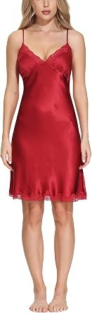 OSCAR ROSSA Womens Luxury Mulberry Silk Nightgown 100% Silk Slip Chemise Lingerie with Charming Lace