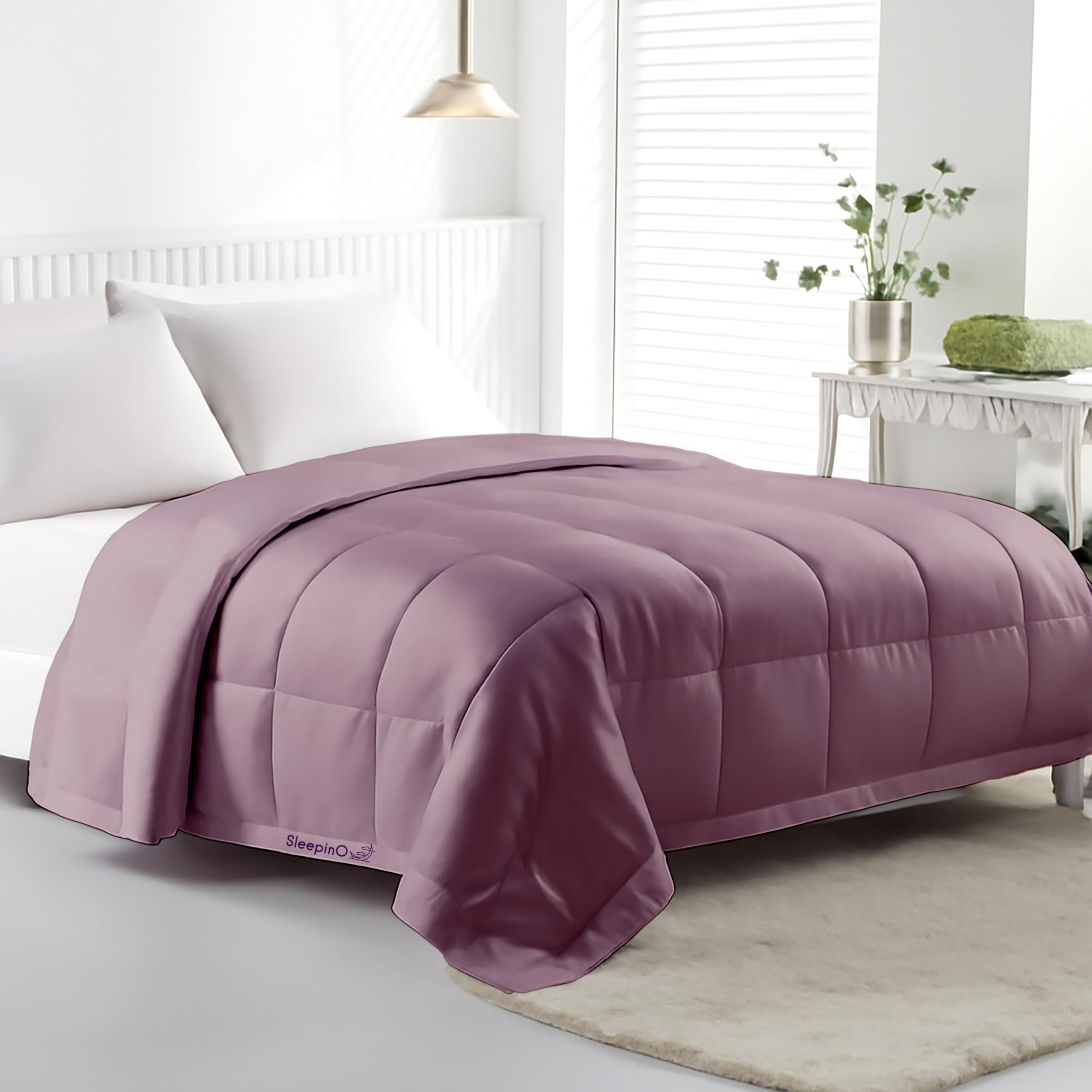 Luxurious 200 GSM Silk Satin All Season Comforter for Double Bed (90x100) Inches |Dreamy & Romentic Night|Velvet Glow|Gift for Couples & Women |Date Night Collection|Light Mauve-image-28