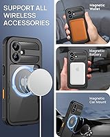 Vista 4 de Lanhiem Funda magnética impermeable para iPhone 16, protector de pantalla de privacidad integrado, compatible con MagSafe, funda antiespía de cuerpo