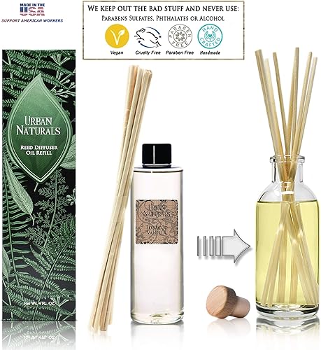 Miniatura 375 de Urban Naturals Reed Diffuser Oil Refill Ocean Mist Sea Salt with Salt Spray, Violet Leaf, Sea Grass, Driftwood 8 oz + Free Reed Sticks, Made in The