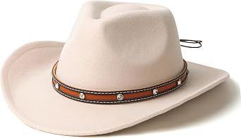 Classic Western Felt Cowboy Cowgirl Hat for Women Men Wide Brim Belt Buckle Cowboy Hat