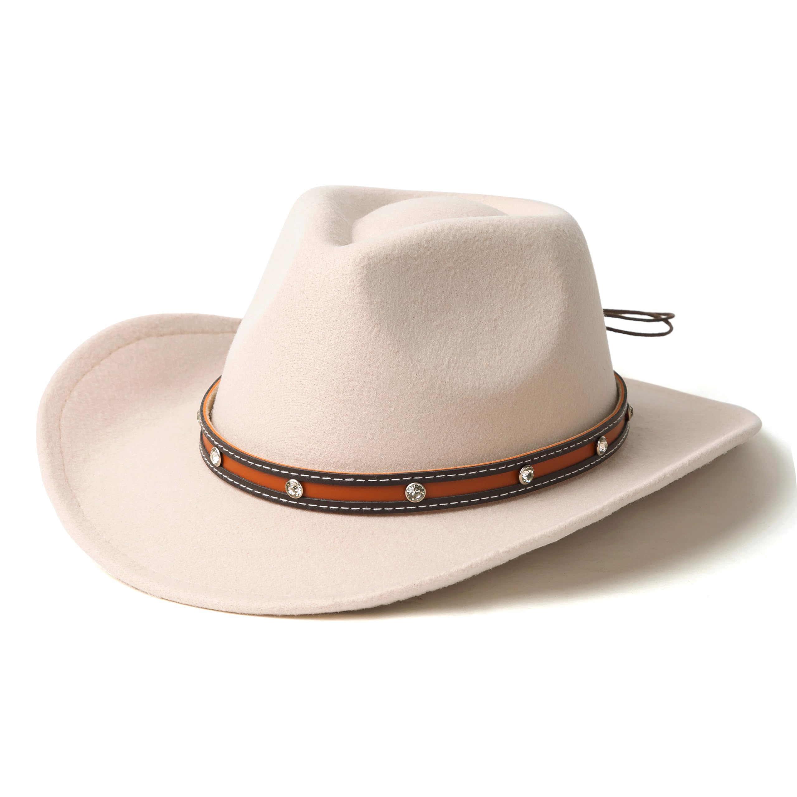 SIPAMEDO Classic Western Felt Cowboy Cowgirl Hat for Women Men Wide Brim Belt Buckle Cowboy Hat
