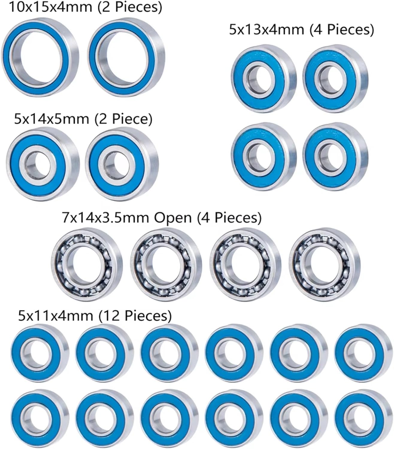 RCベアリング For Axial For Capra For Currie F9 24個 スチールゴムシール高速ボールベアリングキ