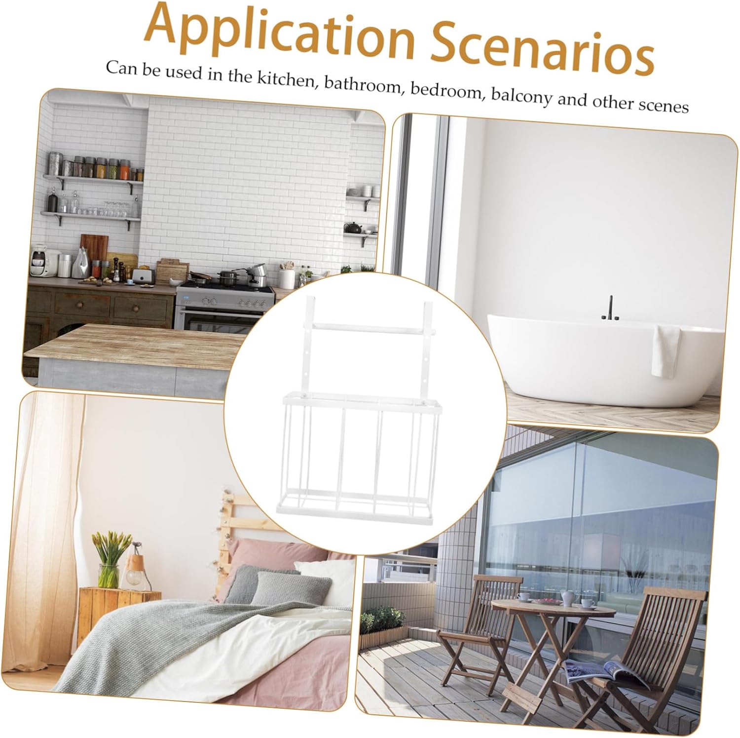 Over Cabinet Door Organizer Wall Mounted Storage Basket with Towel Rod for Kitchen and Bathroom Space Saving for Cabinets and Under Sink Areas