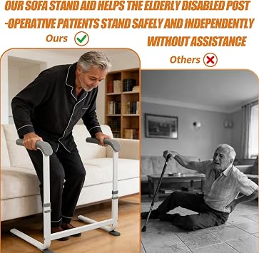 Stand Assist Aid for Elderly, Adjustable Width & 6 Height, Chair Lift Assist with Non-Slip Dual Handles, Supports Up to 330 Lbs, Sofa Mobility Standing Aid for Elderly, Pregnancy, Disabled