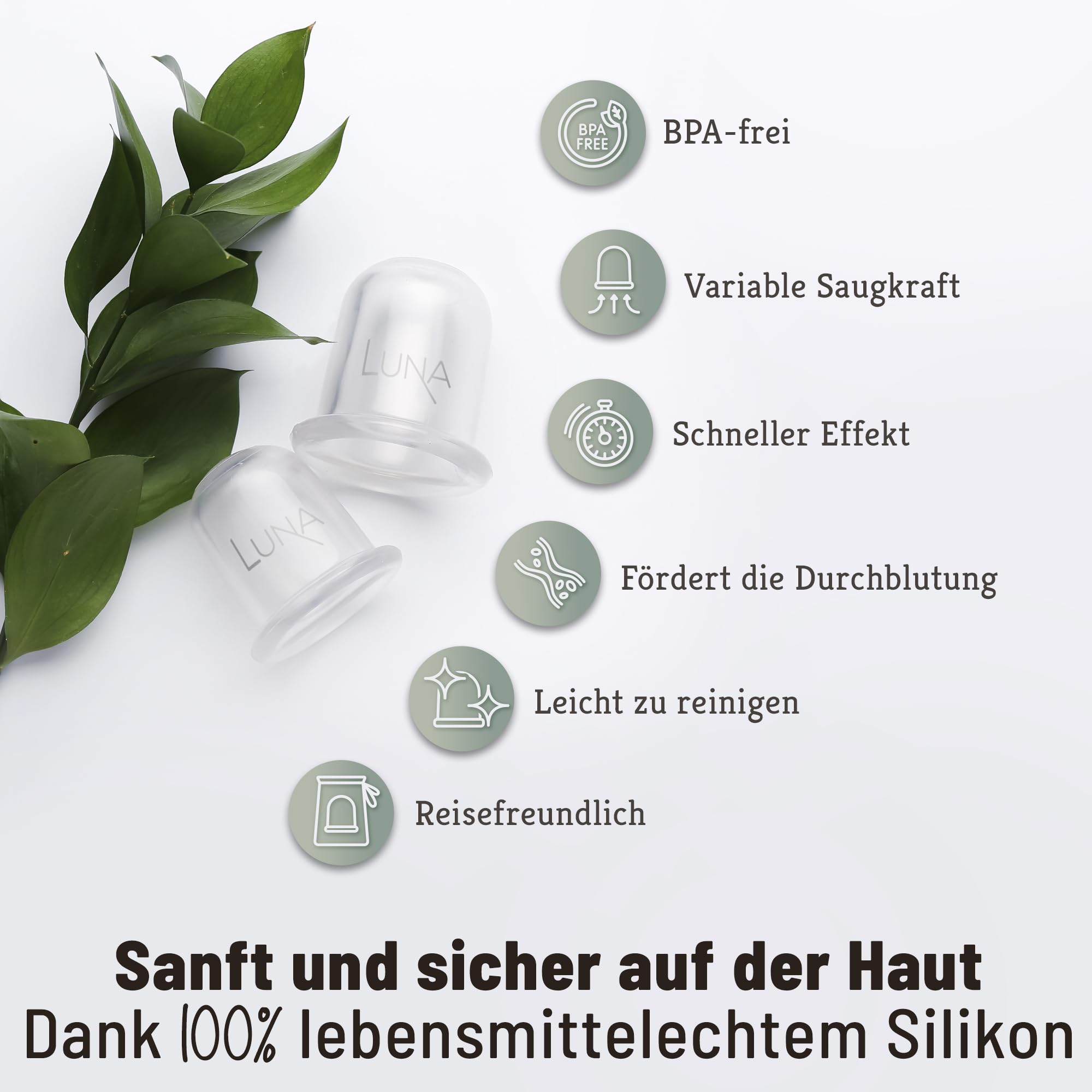 2er Set Premium Schröpfgläser Silikon in verschiedenen Größen hochwertige Cupping Set - inklusive Anwendungsbuch - Endlich Schluss mit Verspannungen - Anti Cellulite Schröpfen