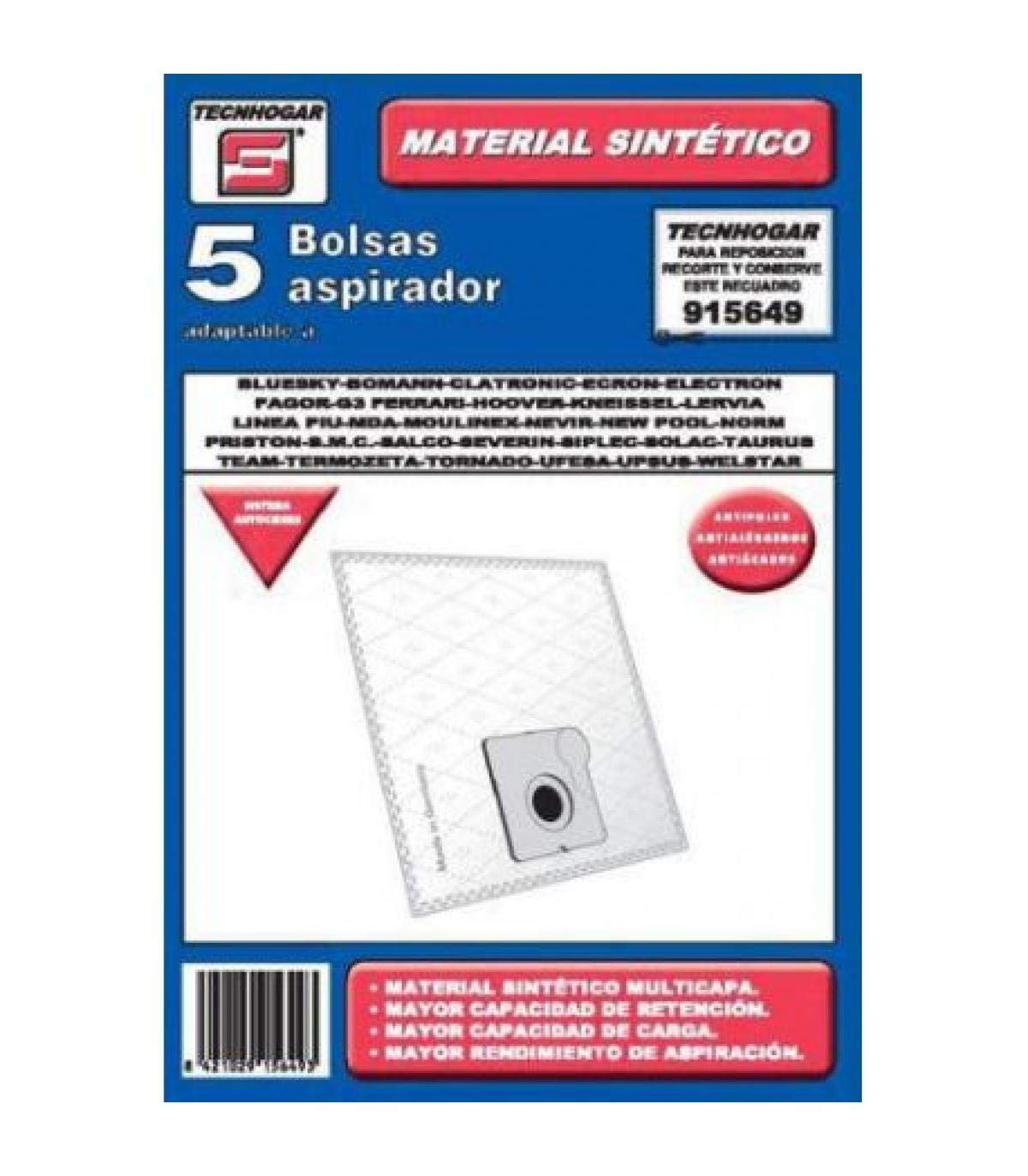 TECNHOGAR177Y7 Vacuum Cleaner Bags 5x for Taurus-Moulin