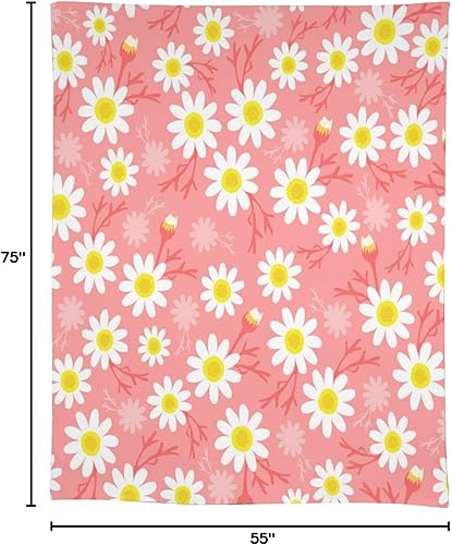 Miniatura 182 de Mantel floral hippie, diseño retro de los años 70, naranja, rosa, azul, floral, bohemio, estampado estético de margaritas, para fiesta, picnic