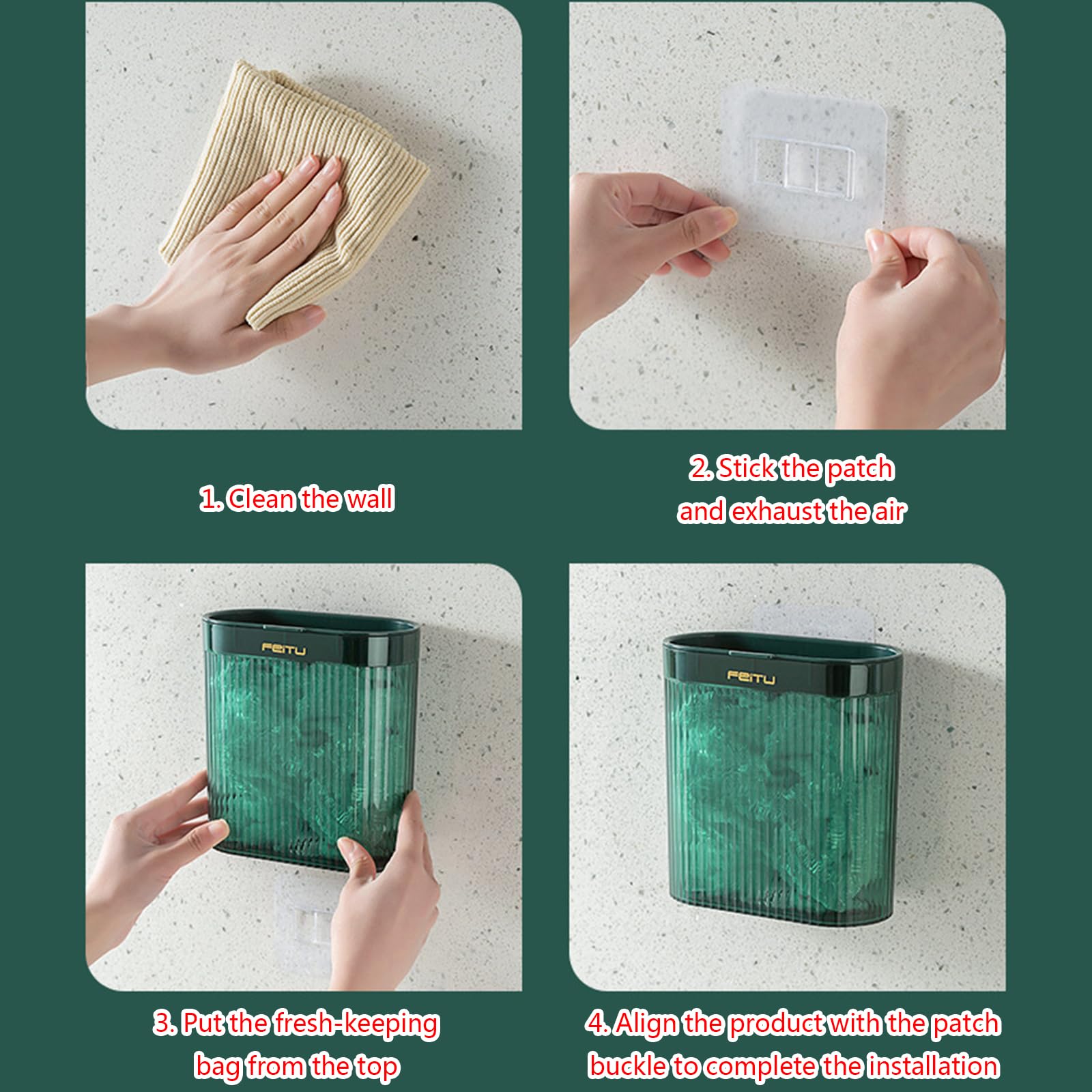 Frischhaltefolie, Aufbewahrungsbox, große Kapazität, Frischhaltebeutel, Aufbewahrung, Küche, Haushalt, Wandmontage, Frischhalte-Organizer