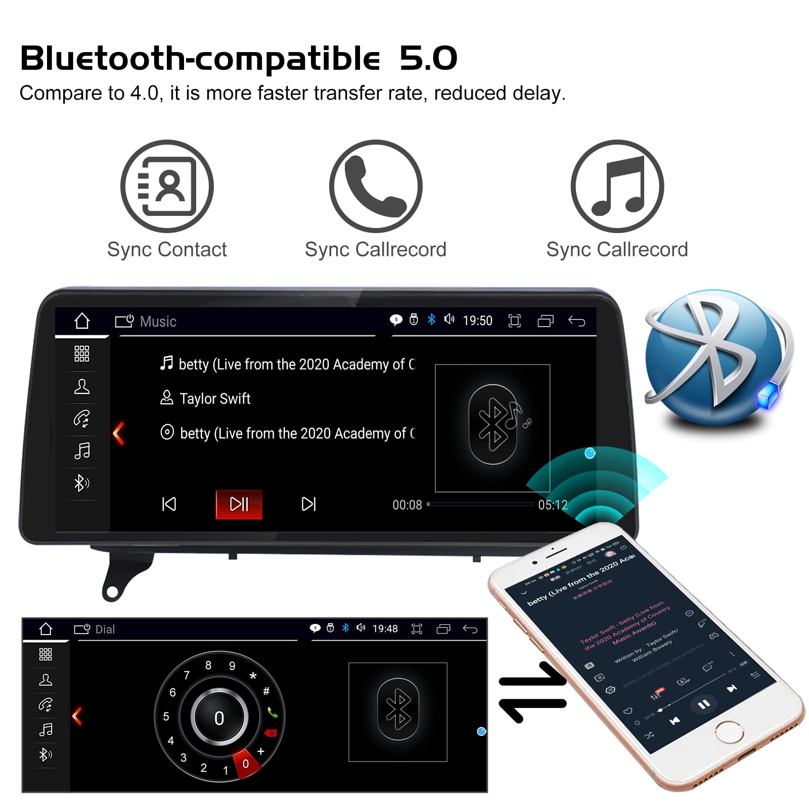 Carplay Display para BMW E70 X5 para BMW X6 E71 2007-2010 CCC Sistema 8-Core 32GB ROM con iDrive Mantenuto BLU-rayScreen da 12,3" con (CCC System) NAVI/GPS/WiFi/BT/Radio/TPMS/FM/USB/Dab