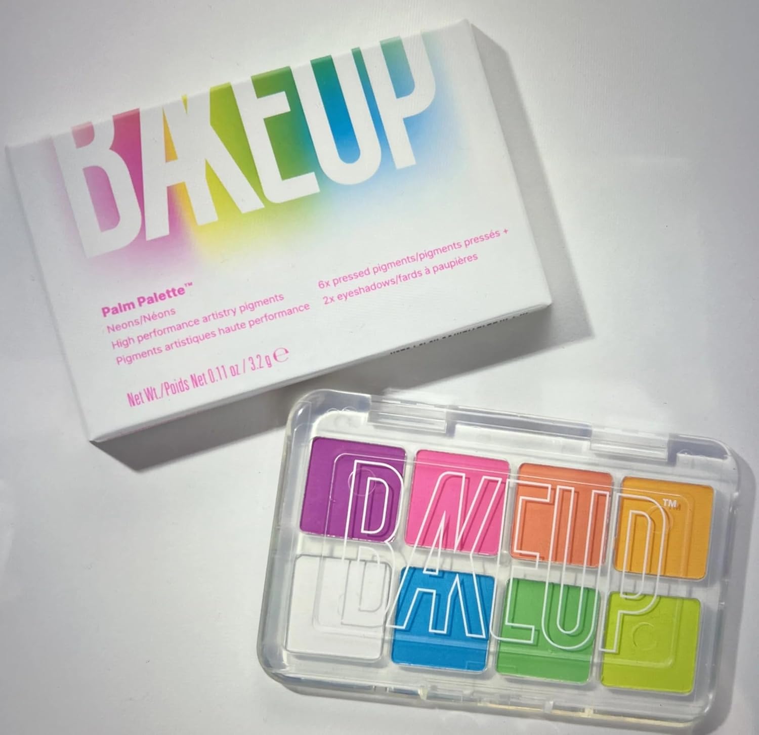 Neon Eyeshadow Palette – 8 Bold Shades, Micro Palm Size, Pressed Pigments & Eyeshadows, neon eyeshadow pigment, travel size, palette matte, highly pigmented