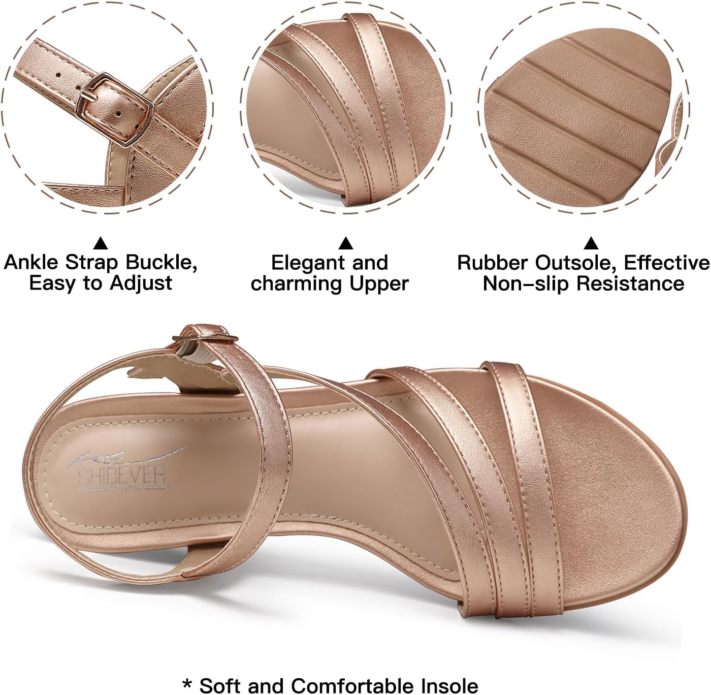 SHIBEVER Wedge Sandals for Dressy Women Platform Summer Womens Low Heels Arch Support Sandal - Image 3