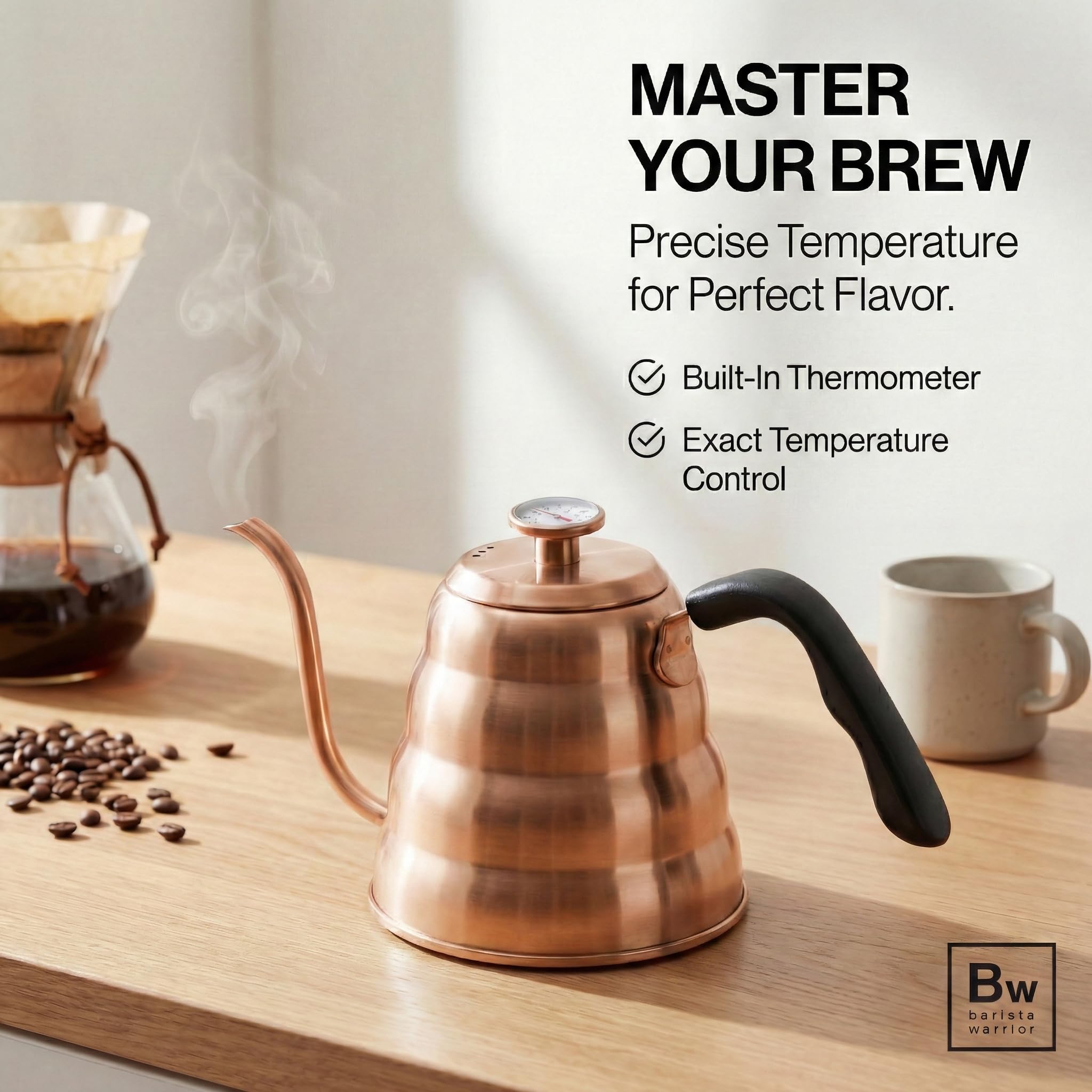 Amazon.com: Barista Warrior Gooseneck Kettle with Thermometer