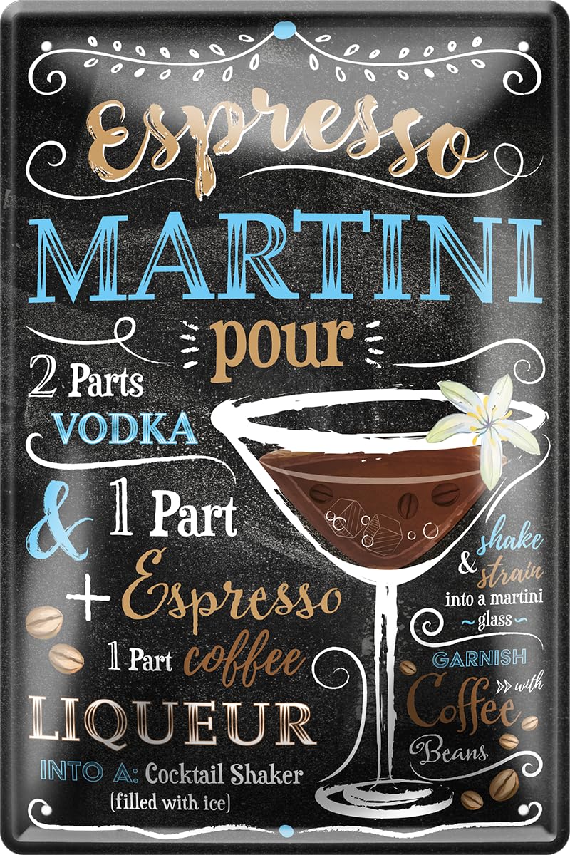 Schilderkreis24 - Targa In Metallo Con Ricetta Espresso Martini