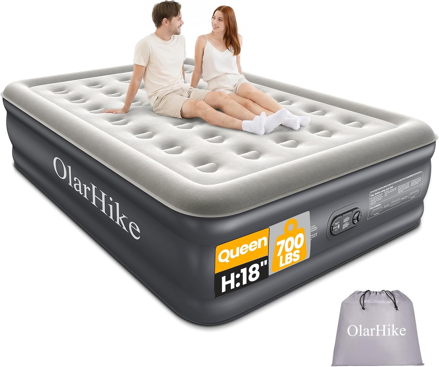 Amazon.com: OlarHike Air Mattress Queen with Built in Pump, Inflatable ...