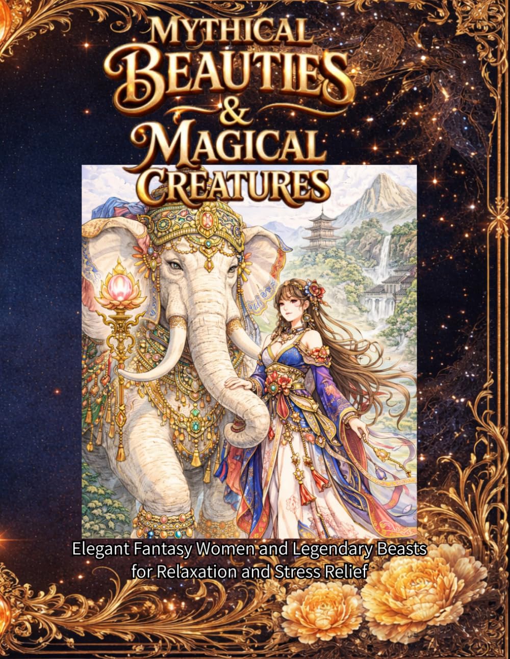 Mythical Beauties & Magical Creatures Coloring Book: Elegant Fantasy Women and Legendary Beasts for Relaxation and Stress Relief