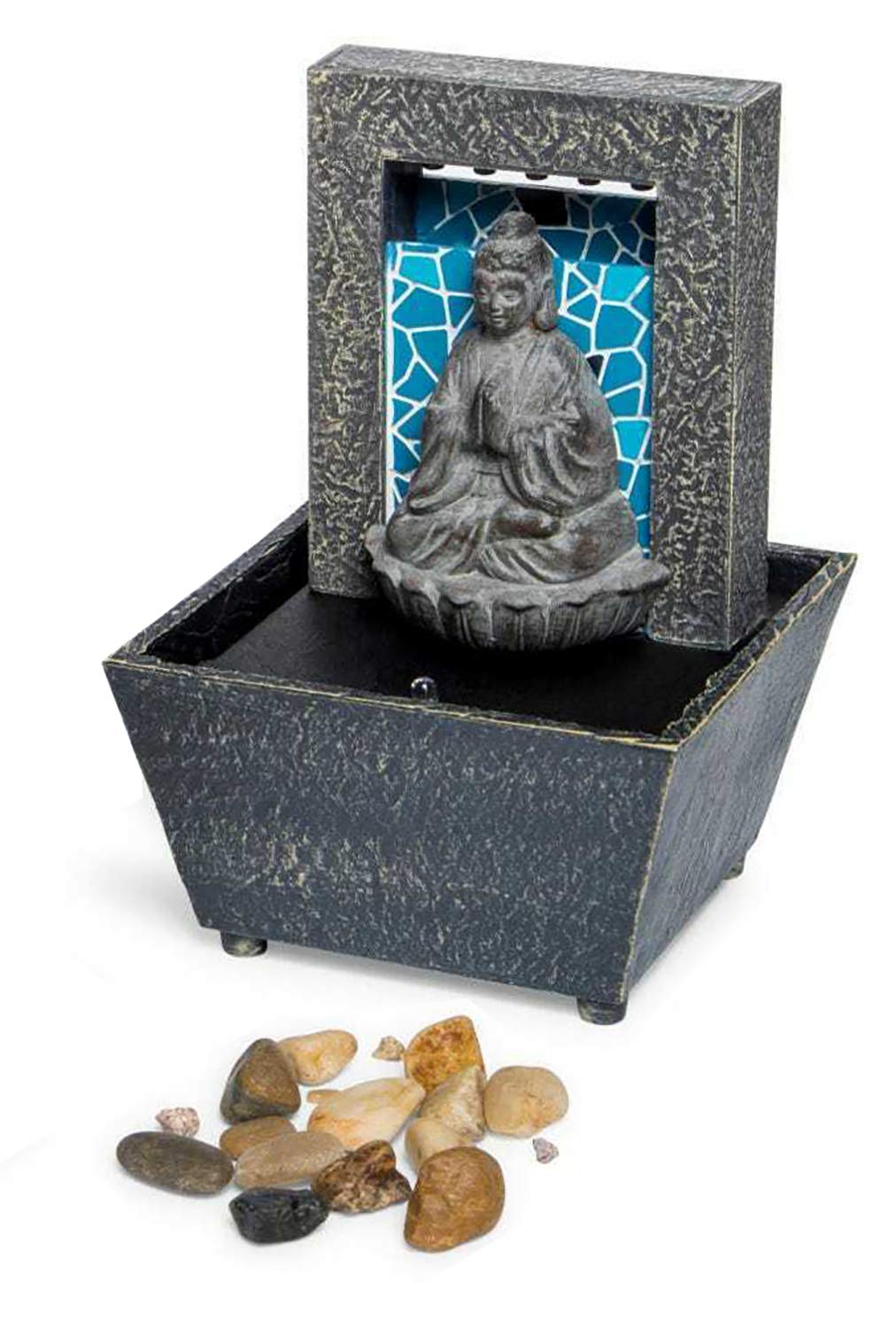 Nature's Mark 7" Mosaic Buddha Tranquility Tabletop Water Fountain with