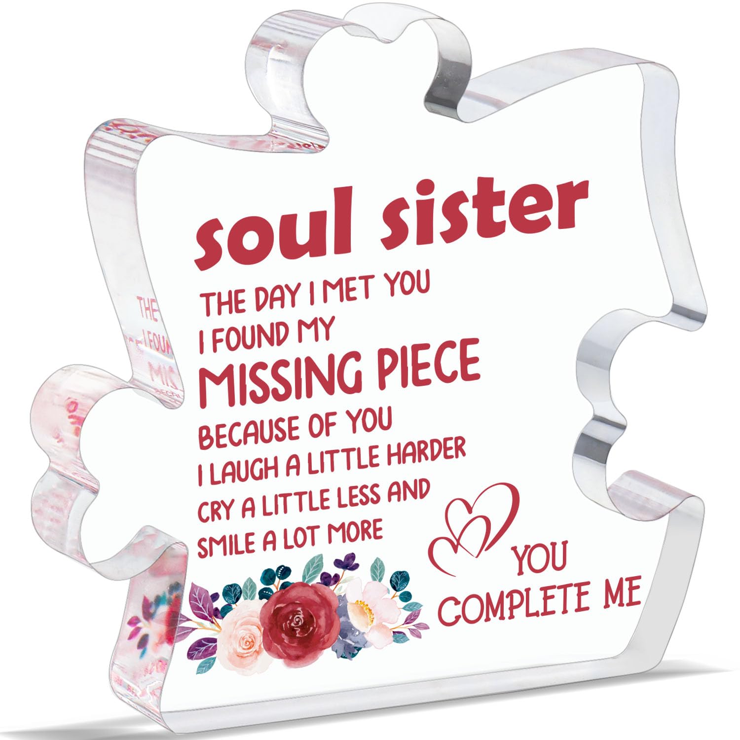 BdayPtionMothers Day Soul Sister Gifts, Sister Mother's Day Birthday Gifts for Best Friend Women, Friendship Bestie Gift, Unbiological Big Sister Present, Soul Sister Acrylic Plaque Desk Decoration Sign