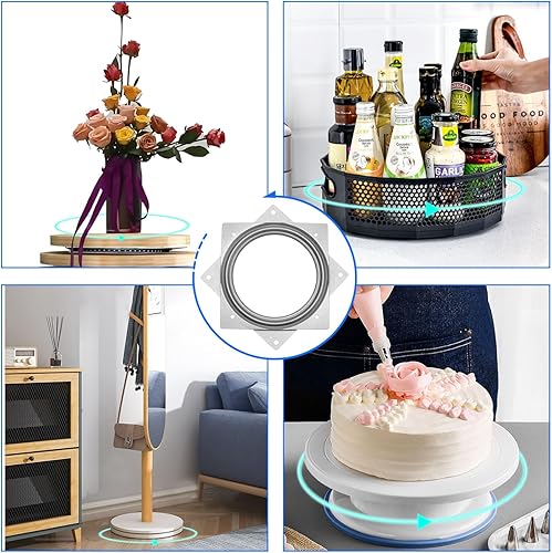 Miniatura 5 de LOSYHU Lazy Susan - Bandeja giratoria de acero de 6 pulgadas, capacidad de 500 libras, bandeja giratoria de rodamiento de bolas de acero para
