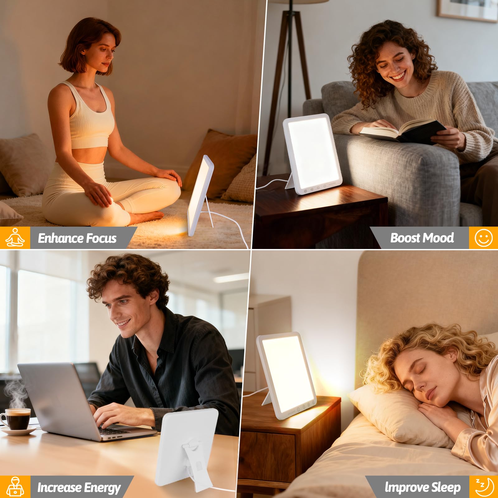 Tageslichtlampe 15000 Lux Dimmbar, UV-freie LED-Lichttherapielampe Tageslicht, 6 Timer, 180° Halterung, Touch-Control Sonnenlicht Daylight Lampe für Depressionen, Vollspektrumlampe für Zuhause/Büro