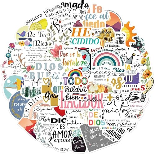 Miniatura 7 de Spanish Bible Aesthetic Stickers, Motivational Christian Jesus Stickers, 50PCS Religious Bible Verse Vinyl Waterproof Stickers for Water Bottle,