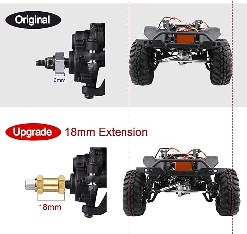 Miniatura 10 de Hobbypark Espaciadores de latón RC de 0.472 in, extensores de cubo hexagonal para ruedas RC Crawler Axial SCX10, adaptador de unidad hexagonal