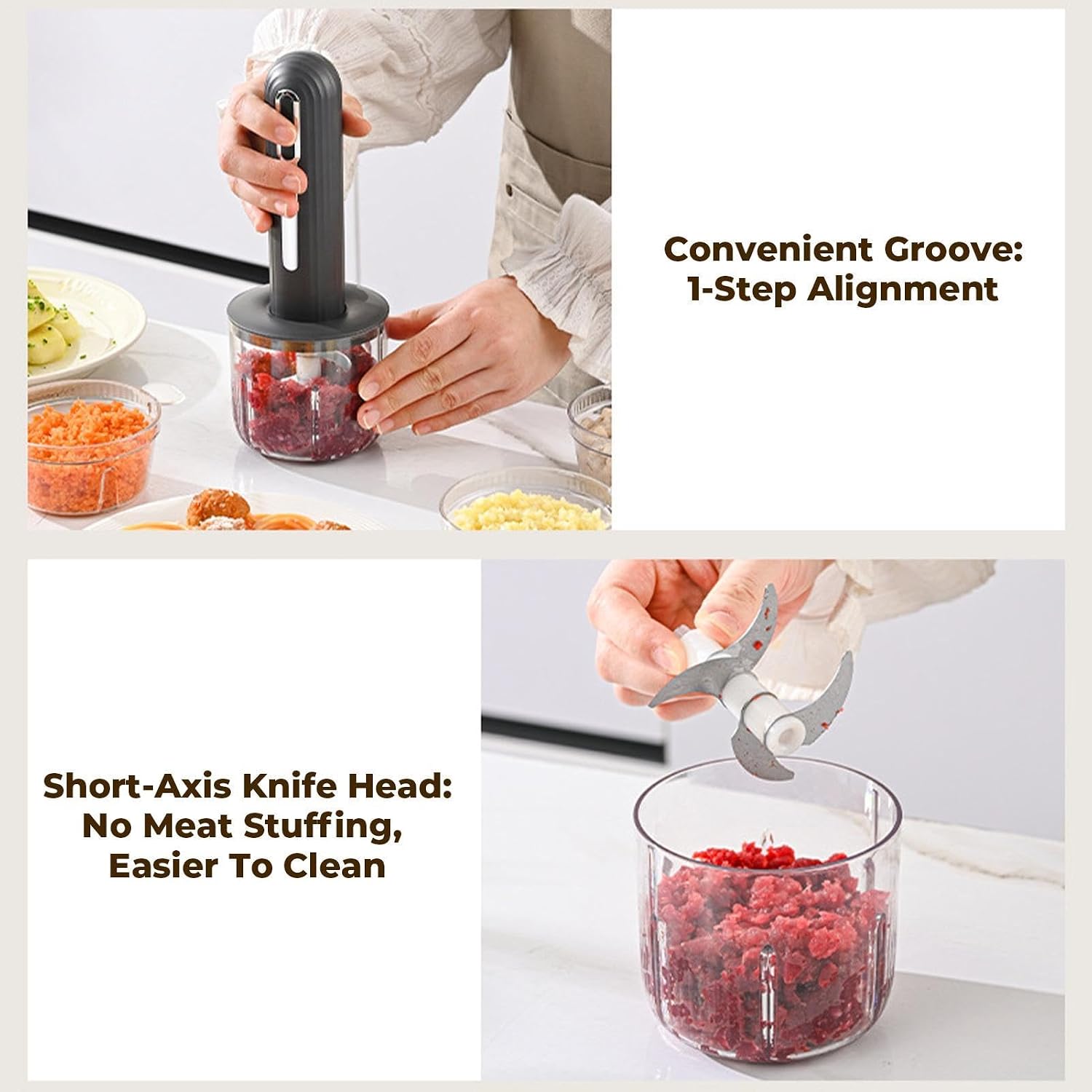 Electric Food Chopper - Kitchen Automatic Small Garlic Grinder | Onion Masher | for Adults Men Women Home Kitchen Vegetable Meat Salad Fruit Ginger Onion