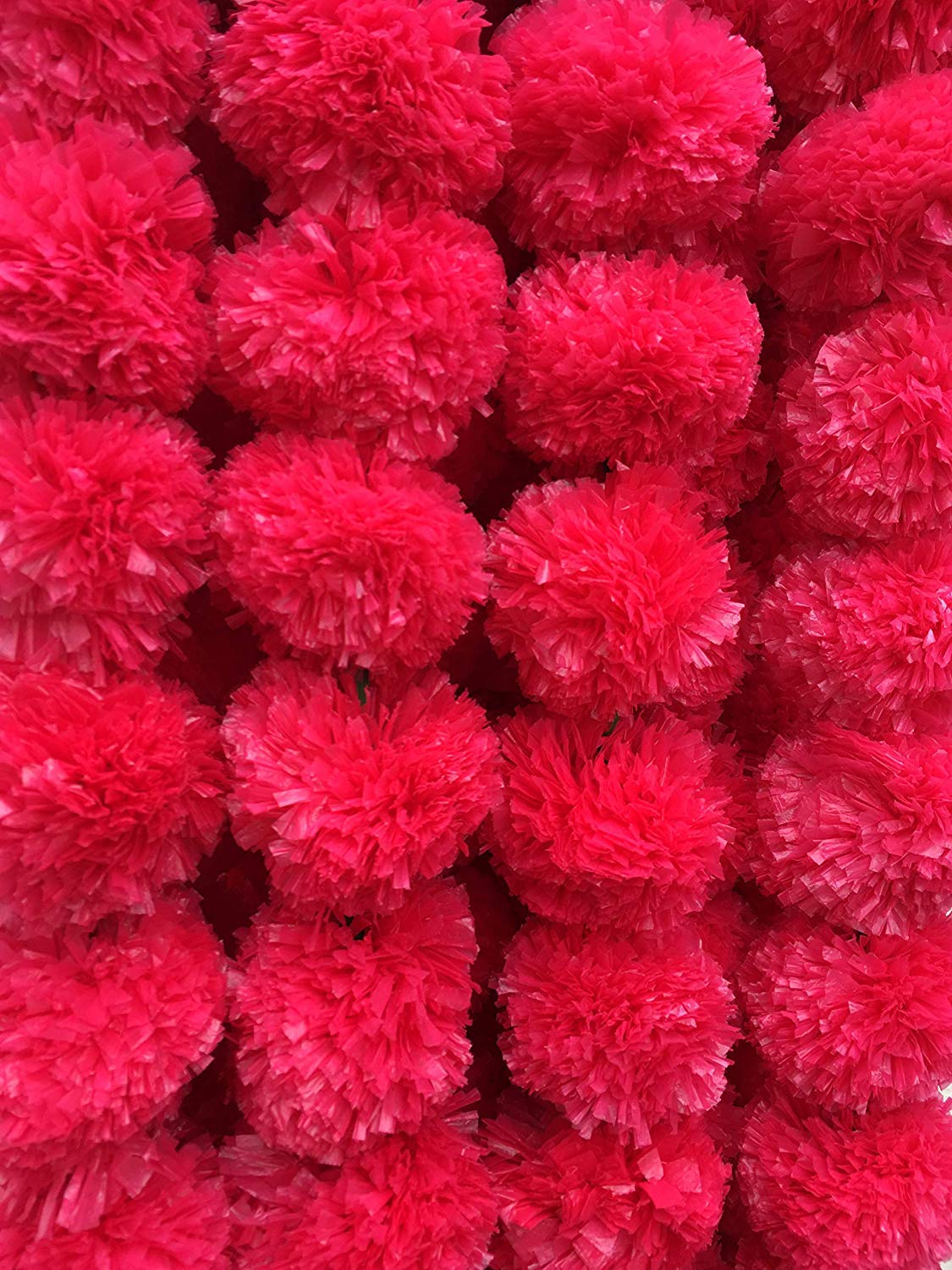 5 Pc Marigold Garland 4.5 Ft Long Strands of Artificial Marigold Flowers, Diwali Decorations Home, Indian Décor for Pooja, Wedding, Spring Bush Floral, Faux Garland, Día de Muertos Décor (Magenta)