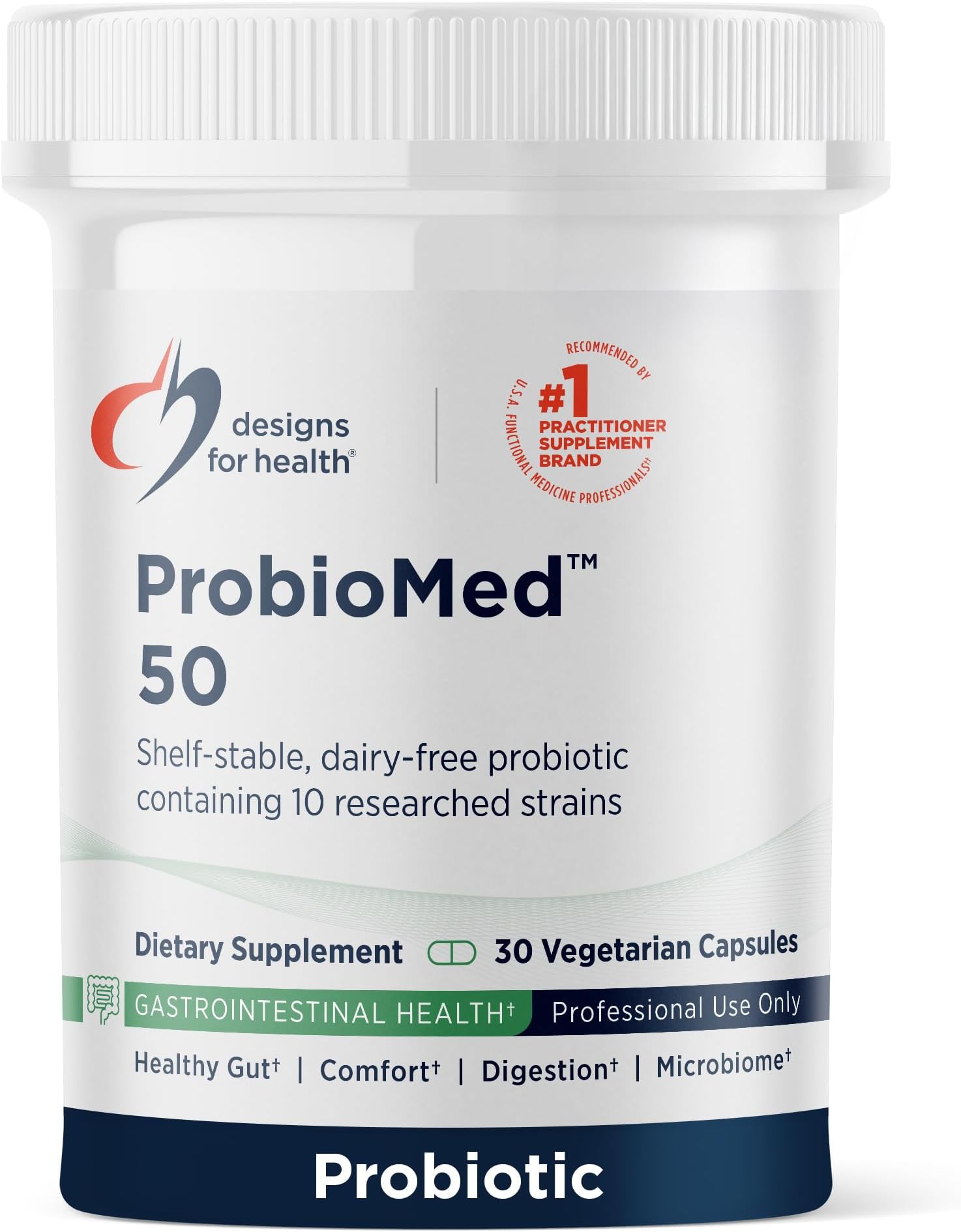 ProbioMed 50 - Probiotics for Digestive Health - 10 Strains with Lactobacillus acidophilus Probiotic + Lactobacillus rhamnosus - Gut Health + Immune Support Supplement (30 Caps)