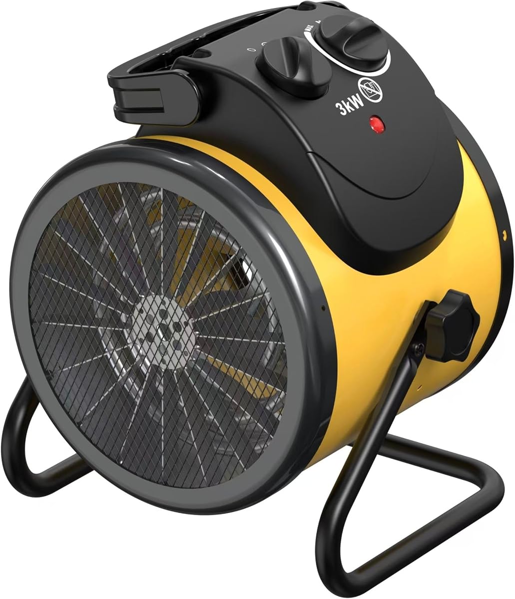 Calentador de aire forzado eléctrico Dura Heat, 5120 BTU- EUH1500 | Calentador para espacio de trabajo, cuerpo de acero, termostato, calienta hasta 250 pies cuadrados, apagado por sobrecalentamiento, asa de transporte, calentador para garaje e invernadero