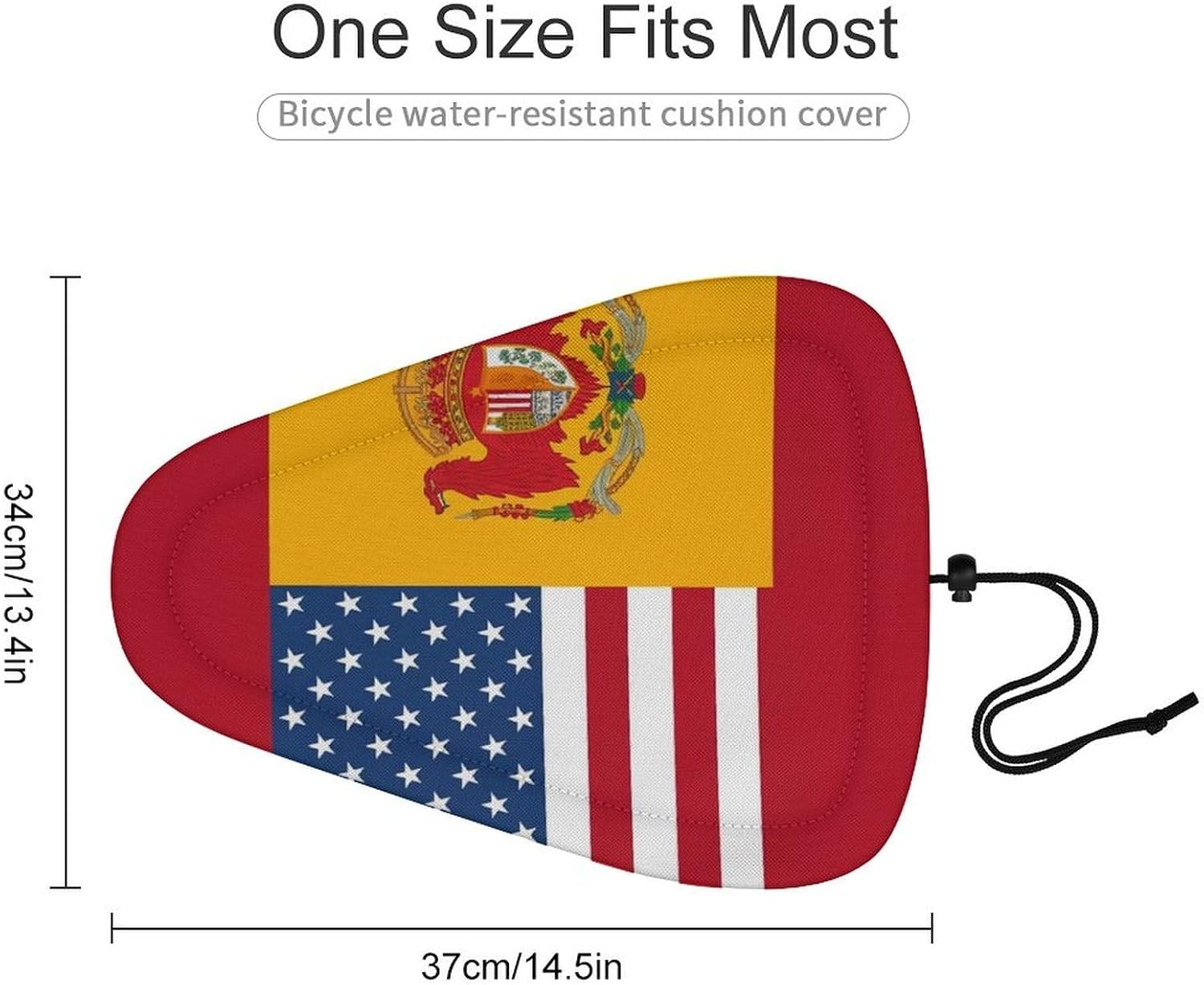 American Spain Flag Waterproof Bike Seat Cover with Drawstring image 2