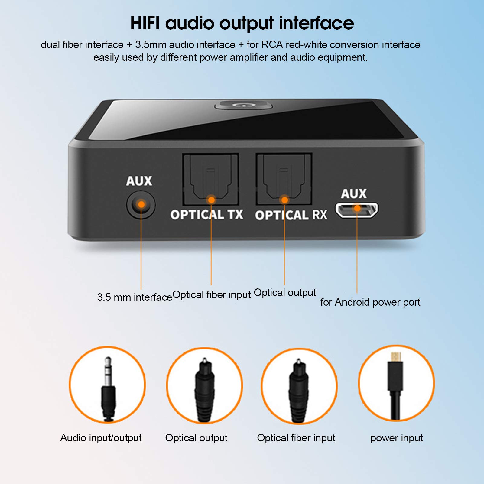 Transmetteur récepteur Bluetooth, adaptateur audio 2 en 1 sans fil Plug and Play 5.0 Bluetooth AUX 3,5 mm