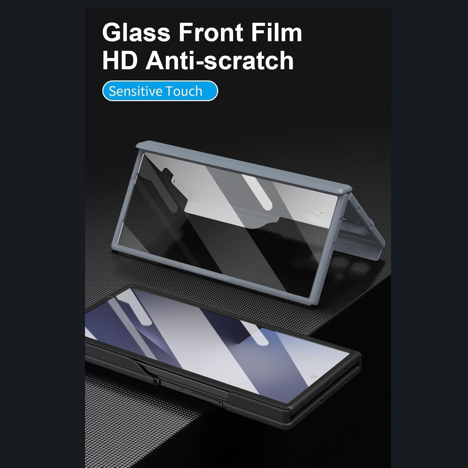 Full Body Protective Case for Samsung Galaxy Z Trifold, Hard PC Cover with Hinge Protection, Wristband Kickstand & Screen Protector(Gray)