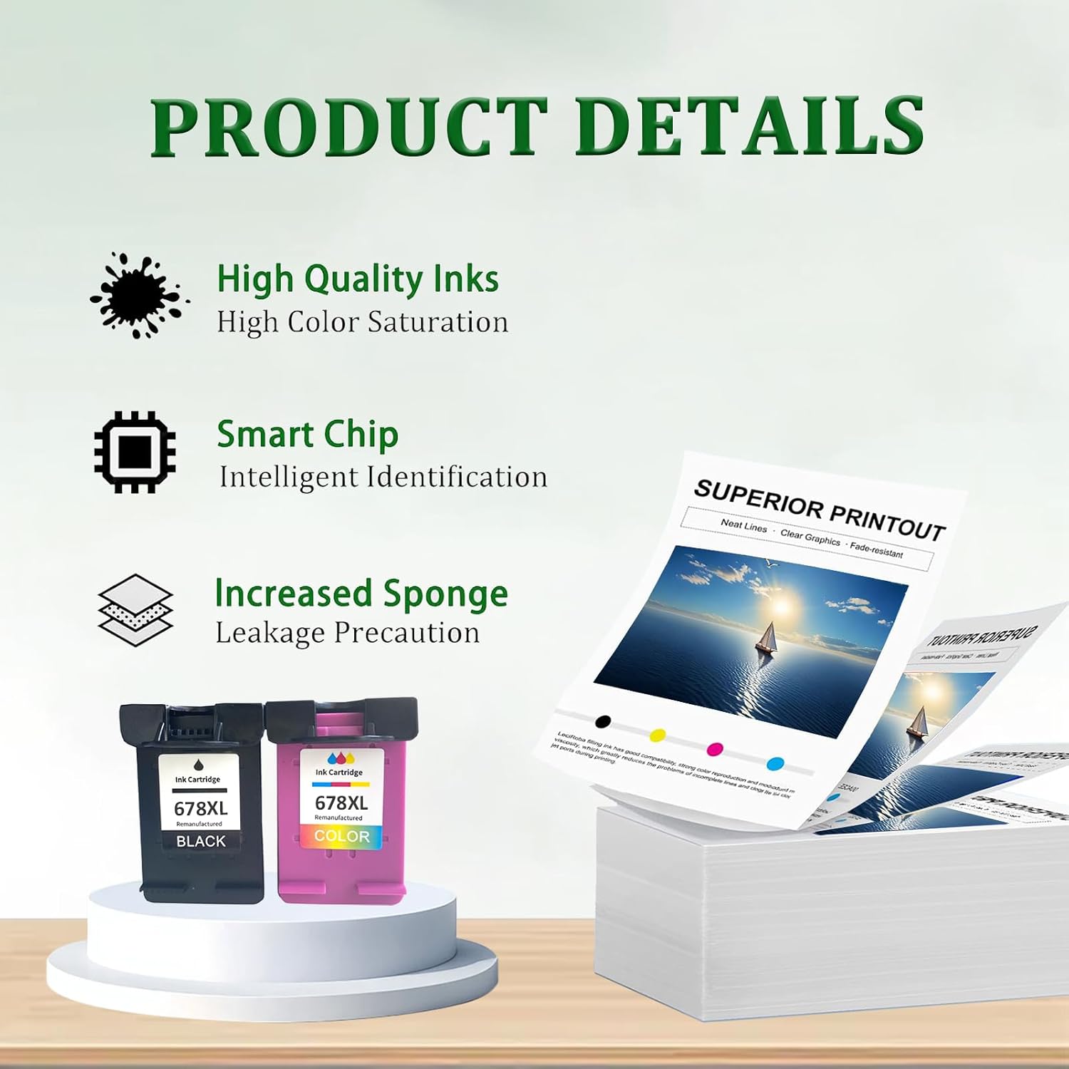 678XL Ink Cartridges Replacement for HP 678XL 678 XL Ink Cartridge Combo Pack Compatible for HP Deskjet 1014 1015 1016 1018 1515 1516 1518 2510 2515 2516 Printers, (2 Color)