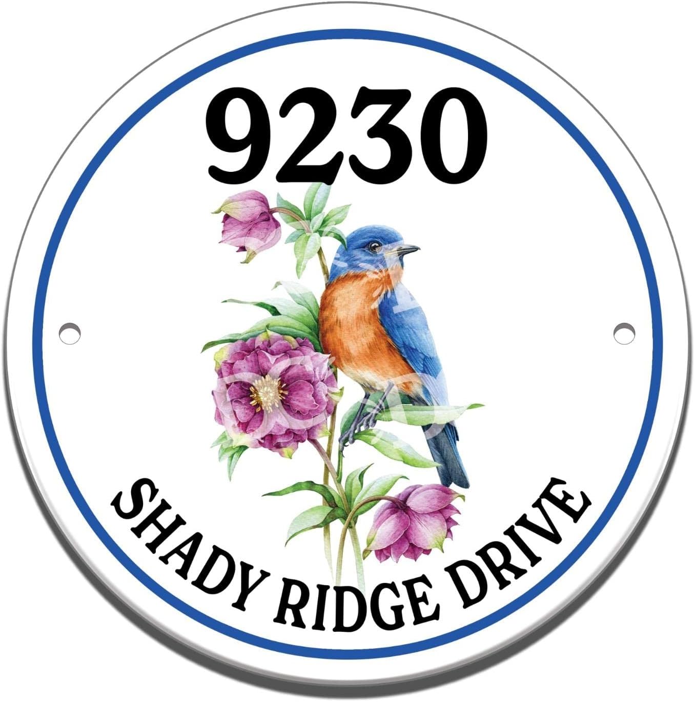 Peacock Birds Themed Ceramic Circle Address Sign