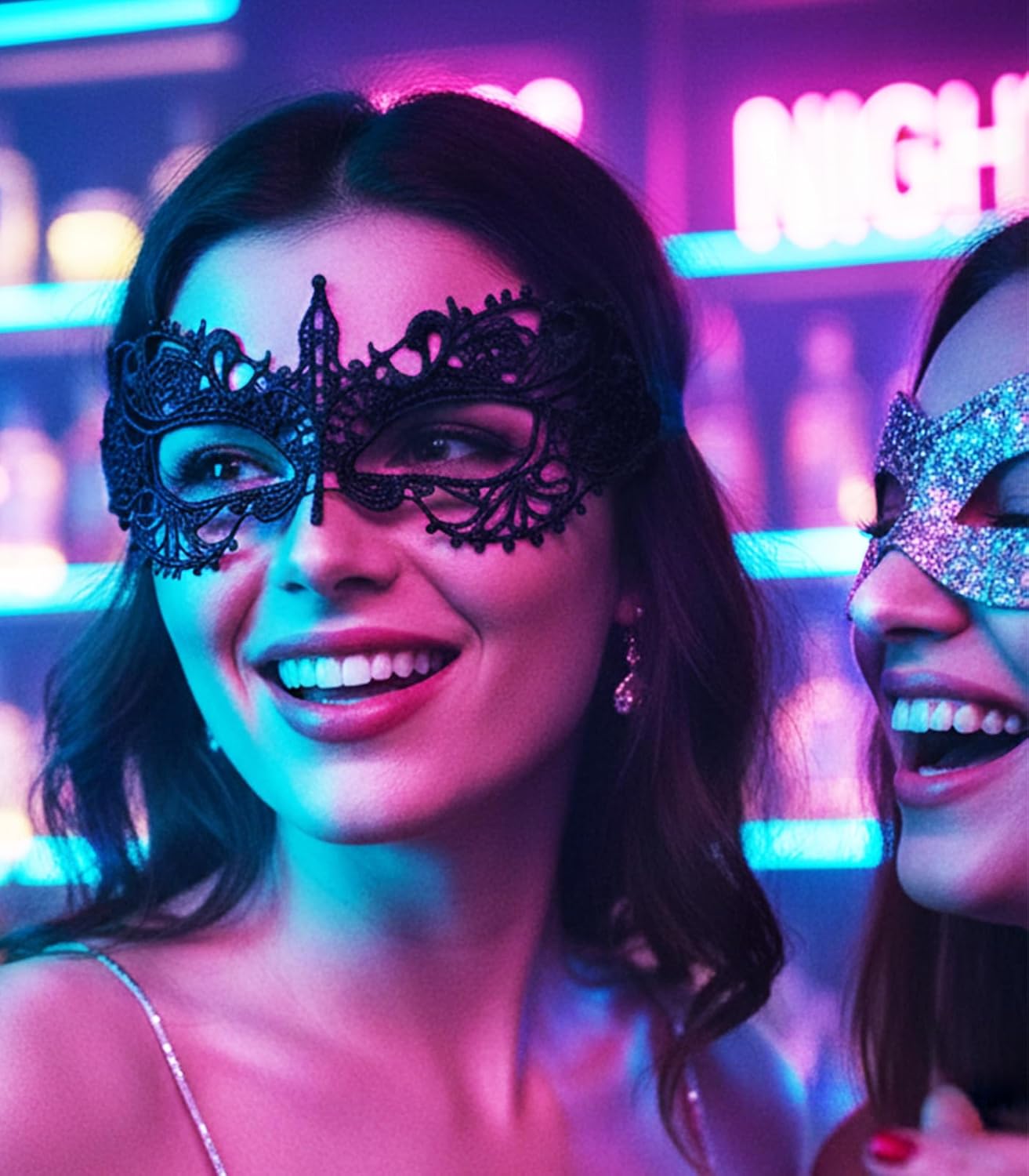 Black Lace Masquerade Mask, Venetian Antifaz, Classic Costume Accessories for Women - Image 3